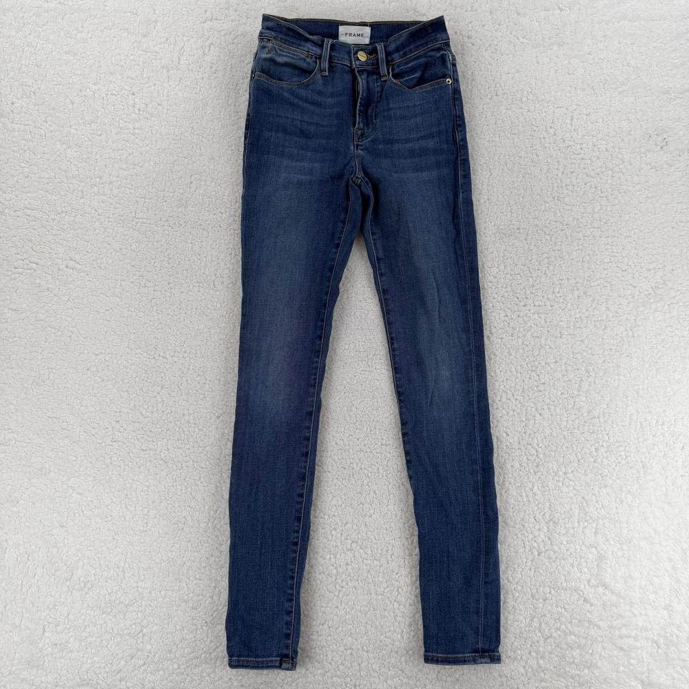 FRAME Le High Skinny Jeans Womens 24 Blue High Rise Medium Wash Stretch Denim